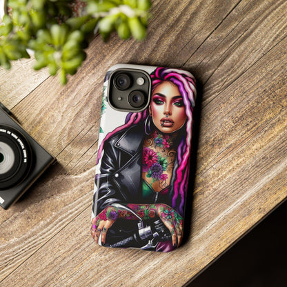 Neon Rebel – Vibrant Biker Queen Mobile Cover