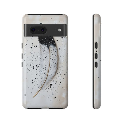 Elegant Owl Feather Phone Case – Black & White for iPhone, Samsung & Google Pixel