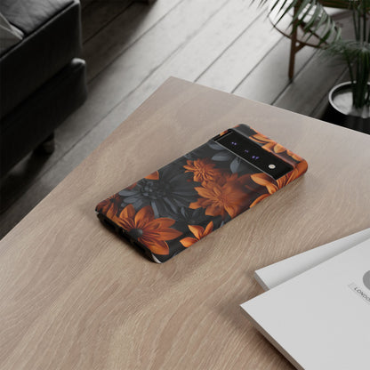 Orange & Black 3D Floral Mobile Case