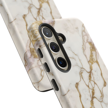 Elegant White and Gold Marble Case Design