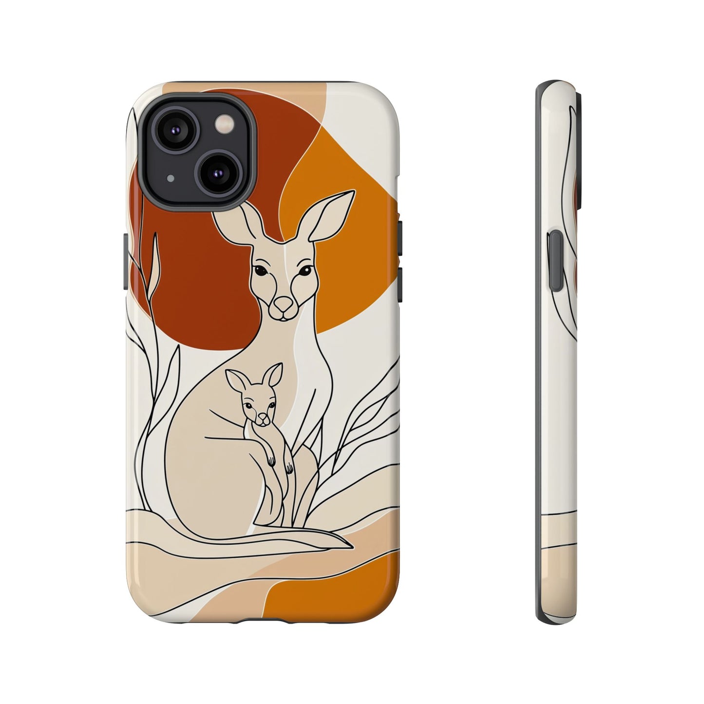 Outback Love: Kangaroo & Joey Line Art Phone Case for iPhone, Samsung & Pixel