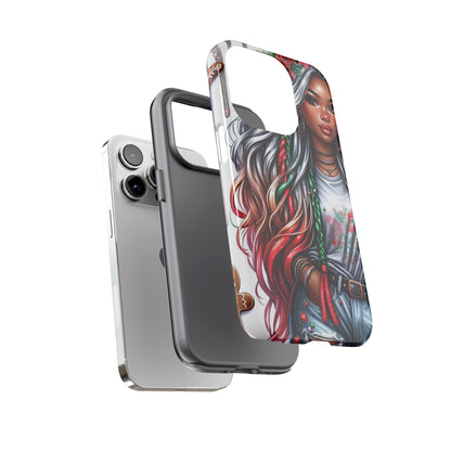 Festive Boho Queen – Holiday Glow & Candy Cane Braids Mobile Cover