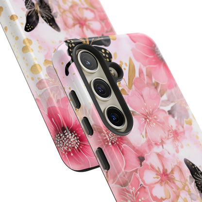 Pink Blossom & Gold Butterfly Mobile Case