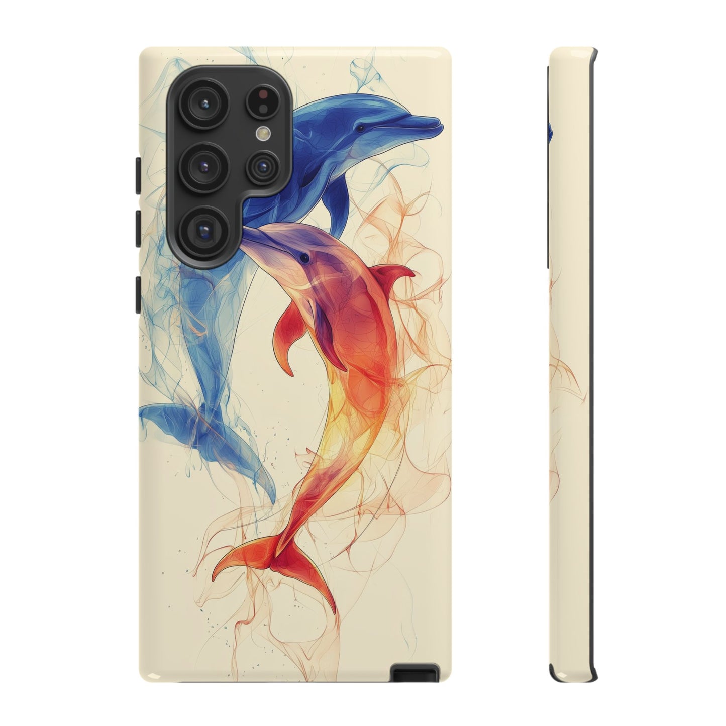 Elemental Dolphins: Fire & Water Fusion Phone Case for iPhone, Samsung & Pixel