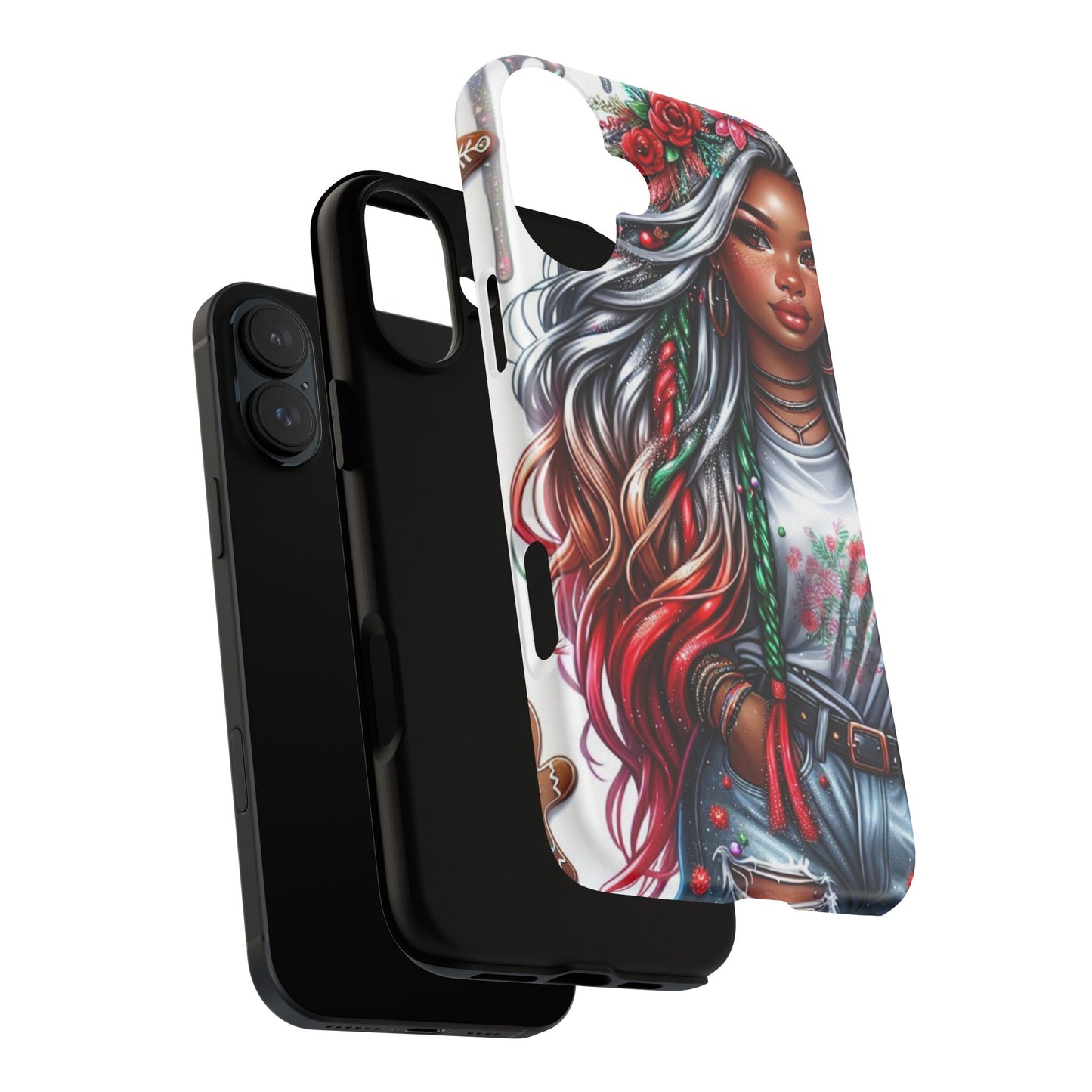 Festive Boho Queen – Holiday Glow & Candy Cane Braids Mobile Cover