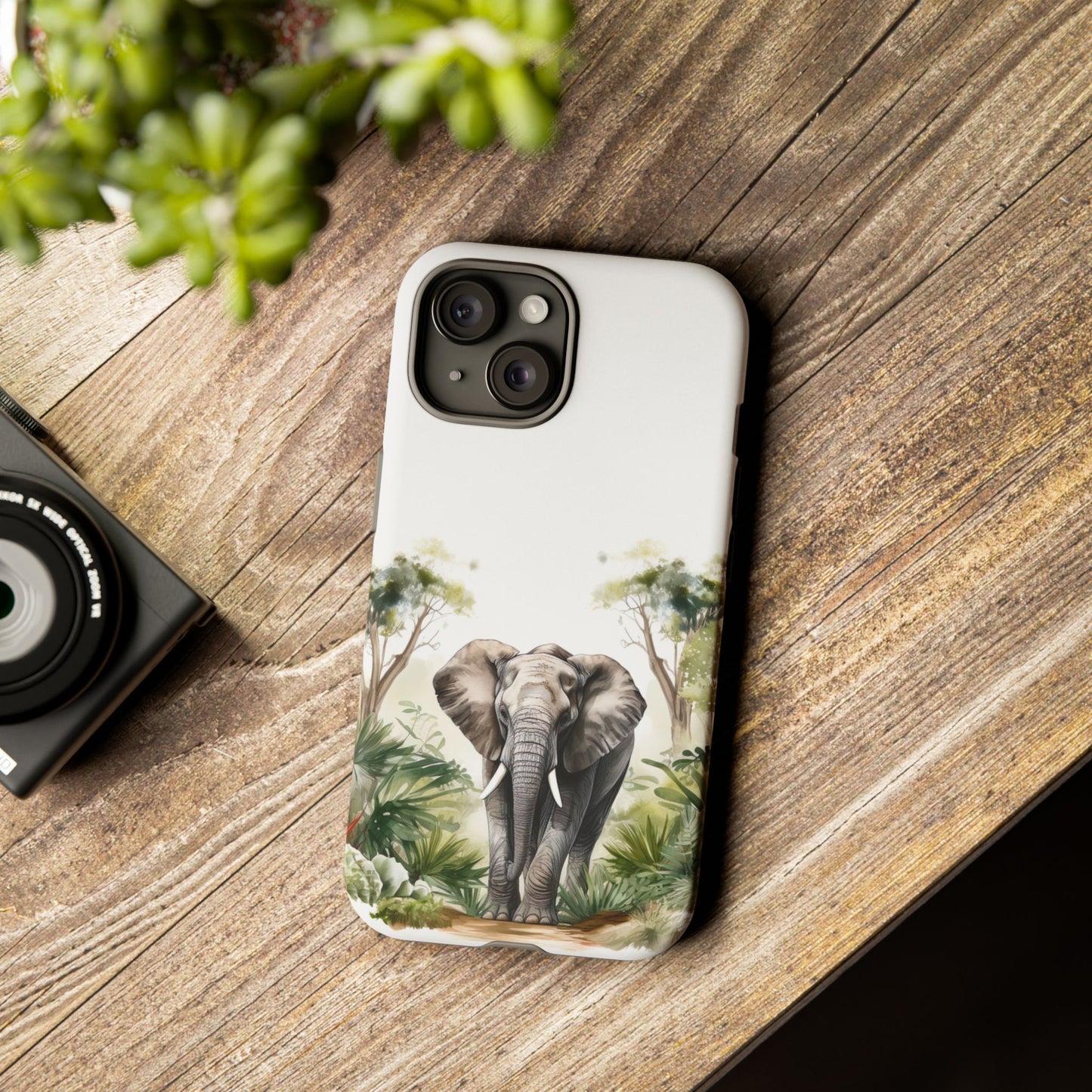 Serene Jungle Elephant Mobile Cover – Watercolor Wildlife Design