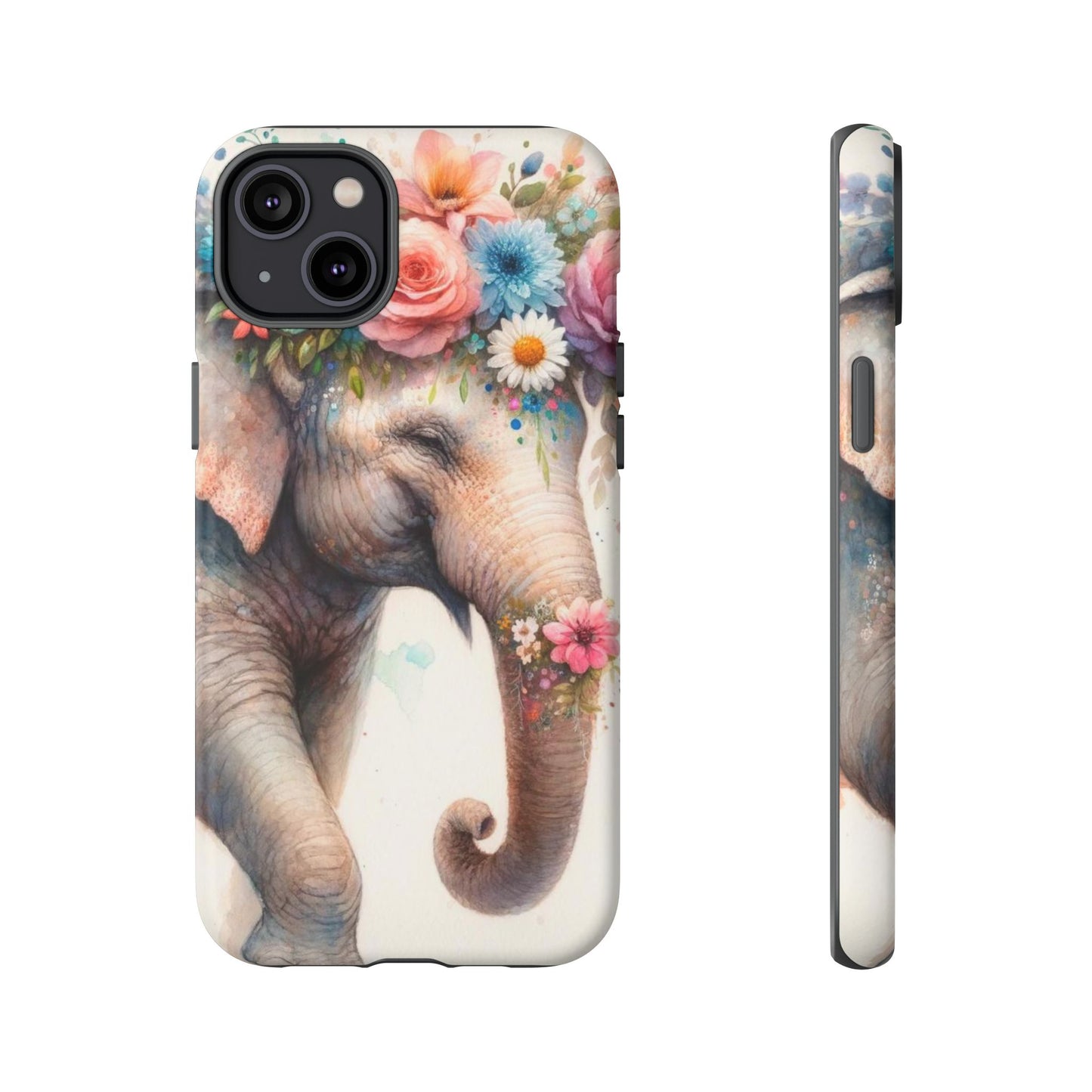 Joyful Floral Elephant Mobile Cover – Whimsical Watercolor Art