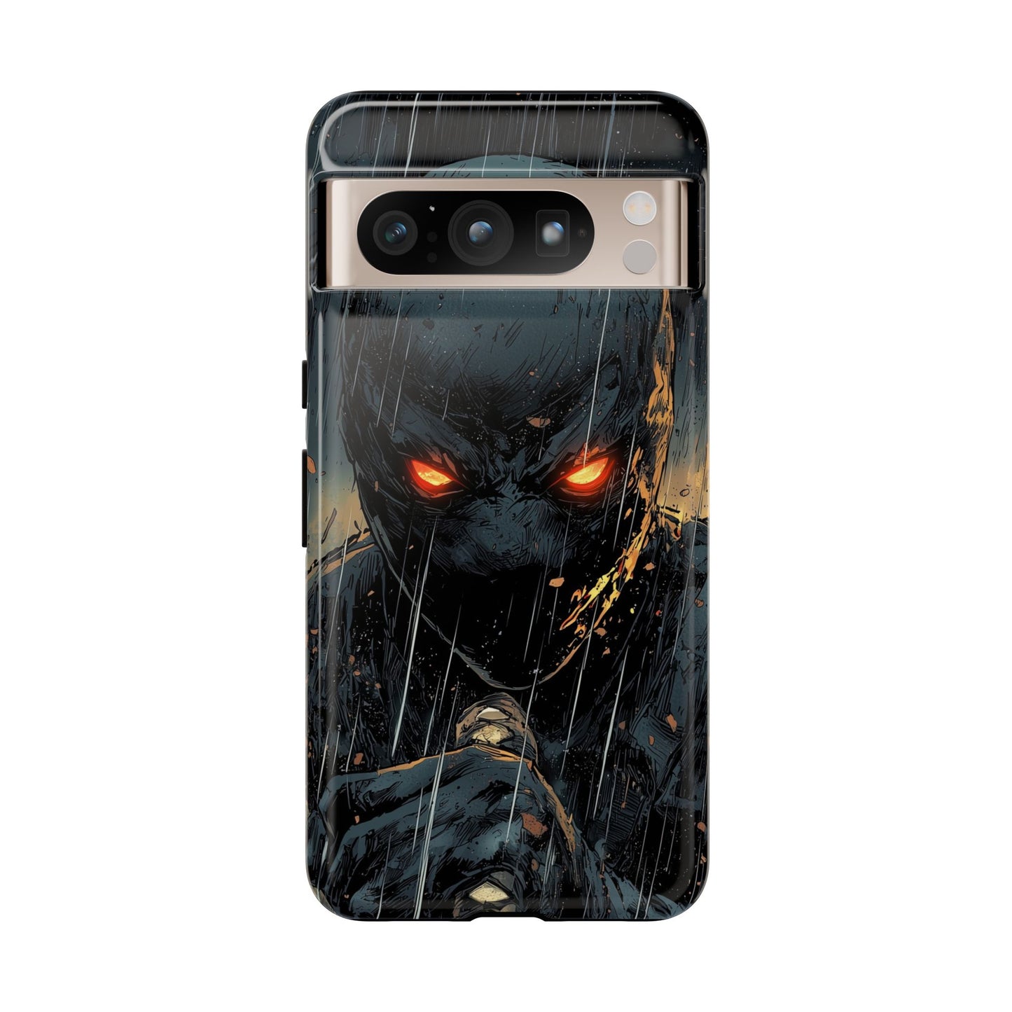 Shadowblade Vengeance | Dark Comic Assassin in the Rain Phone Case for iPhone, Samsung & Pixel