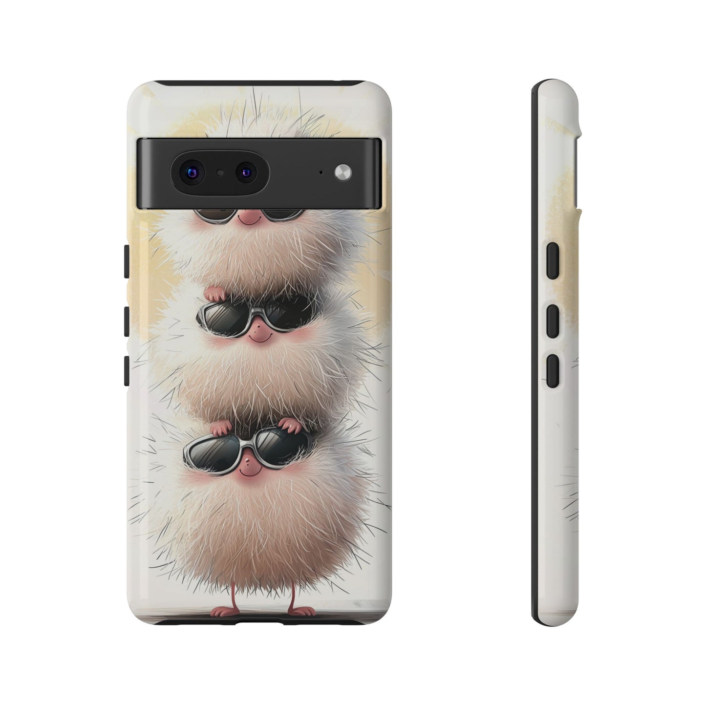 Fluffy Stack Anime Phone Case – Cute Furry Creatures with Sunglasses, Kawaii Aesthetic Design for iPhone, Samsung & Google Pixel