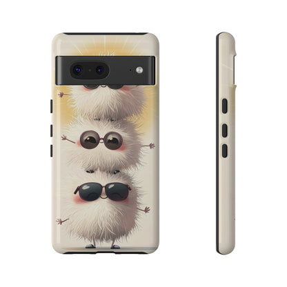 Stacked Fluff Squad Phone Case – Kawaii Anime Creatures with Sunglasses, iPhone, Samsung & Google Pixel Case