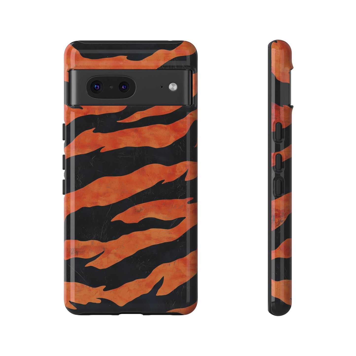Burnt Orange & Black Tiger Stripes Phone Case for iPhone, Samsung & Google Pixel