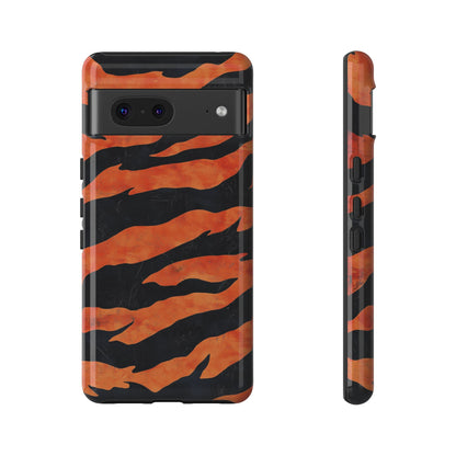 Burnt Orange & Black Tiger Stripes Phone Case for iPhone, Samsung & Google Pixel