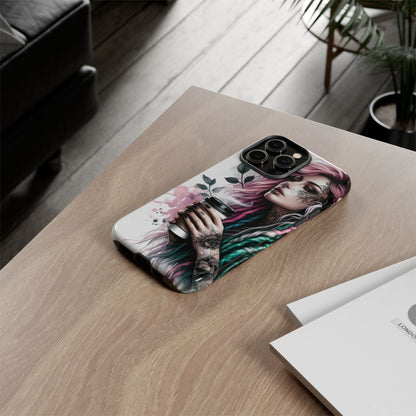 Boho Rebel – Vibrant Dreadlocks & Tattooed Coffee Lover Mobile Cover