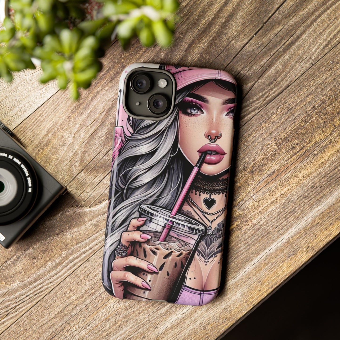 Pink Aesthetic Rebel – Iced Coffee & Inked Beauty Mobile Cover