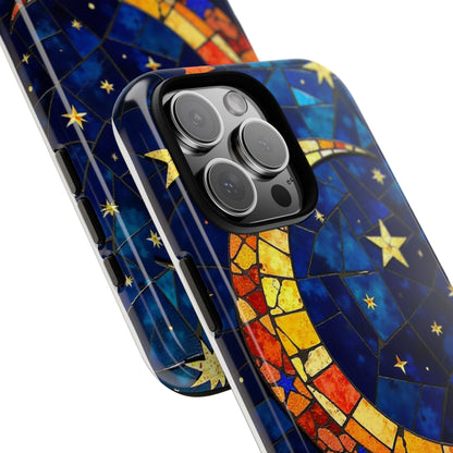 Celestial Crescent: Vibrant Moon and Stars Phone Case