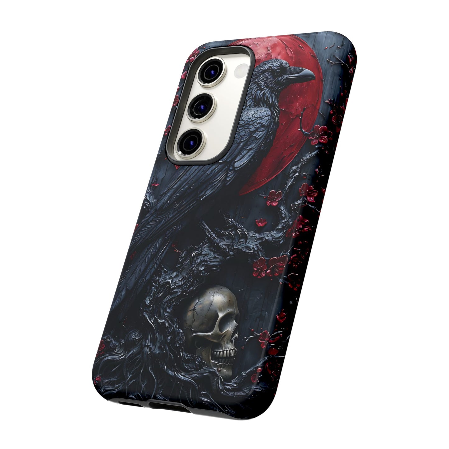 Gothic Sculpture Of Raven On Charcoal Tree Branch phone case design