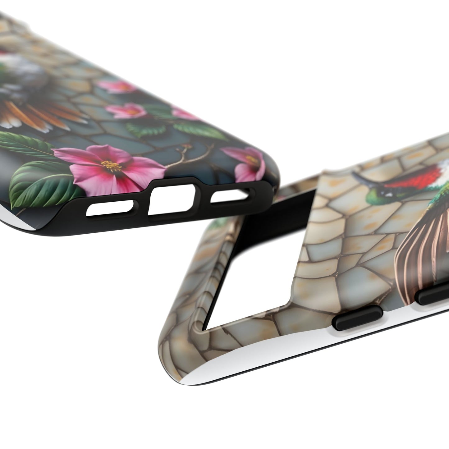 Vivid Hummingbird with Blossoming Branches | Artistic Mosaic Style