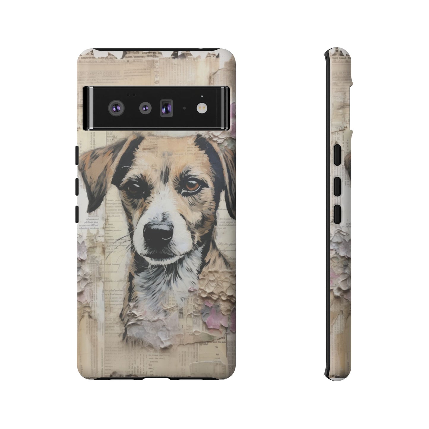 Vintage Collage Dog Portrait Mobile Cover – Artistic Mixed Media Design