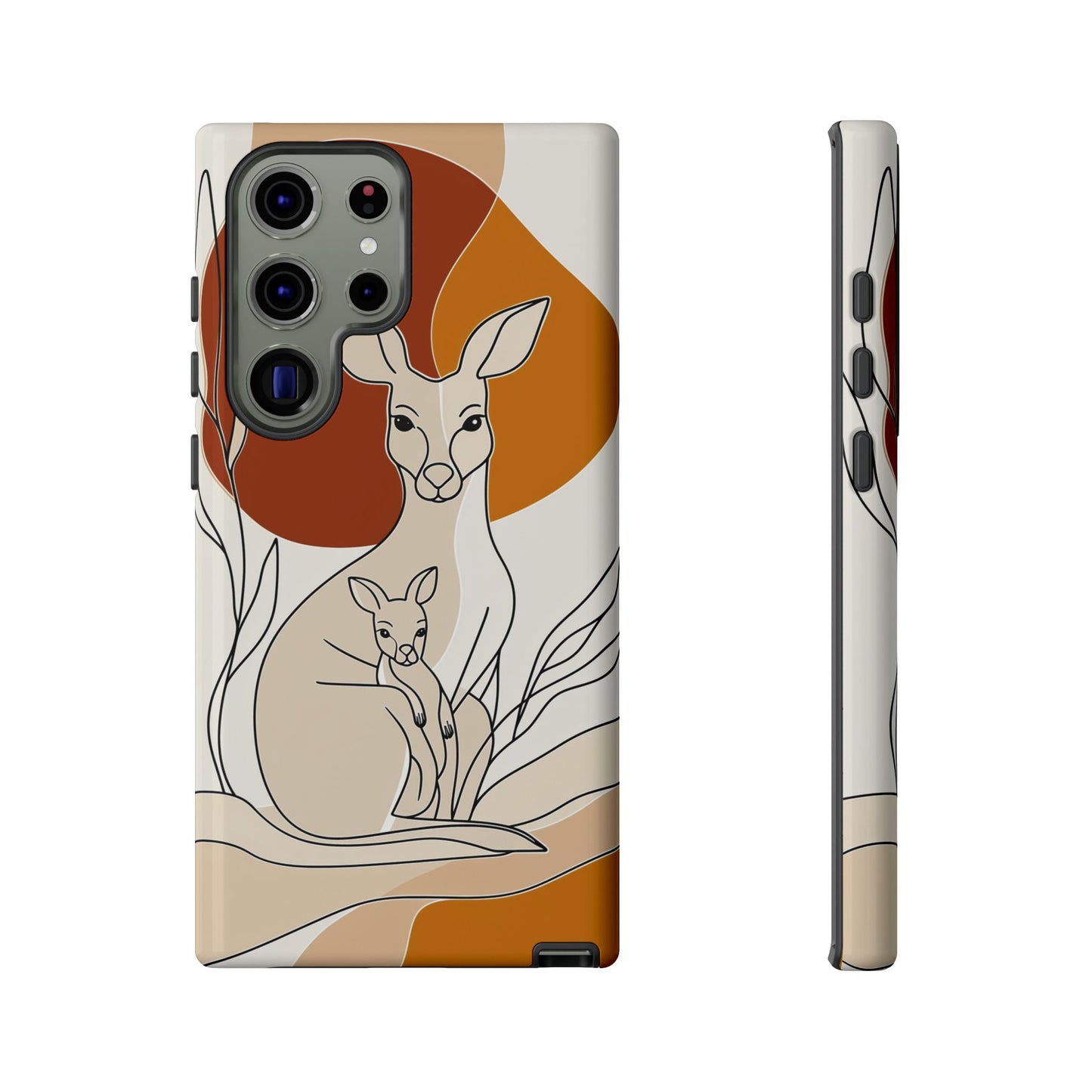 Outback Love: Kangaroo & Joey Line Art Phone Case for iPhone, Samsung & Pixel