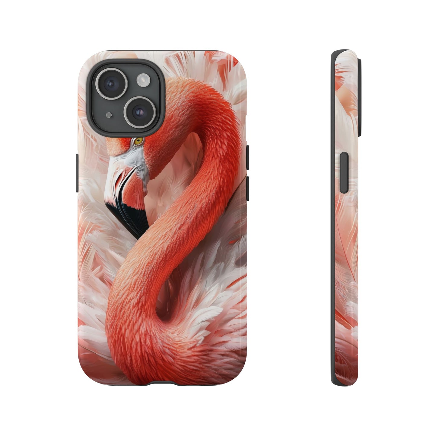 Elegant Flamingo Feather Phone Case for iPhone, Samsung & Google Pixel