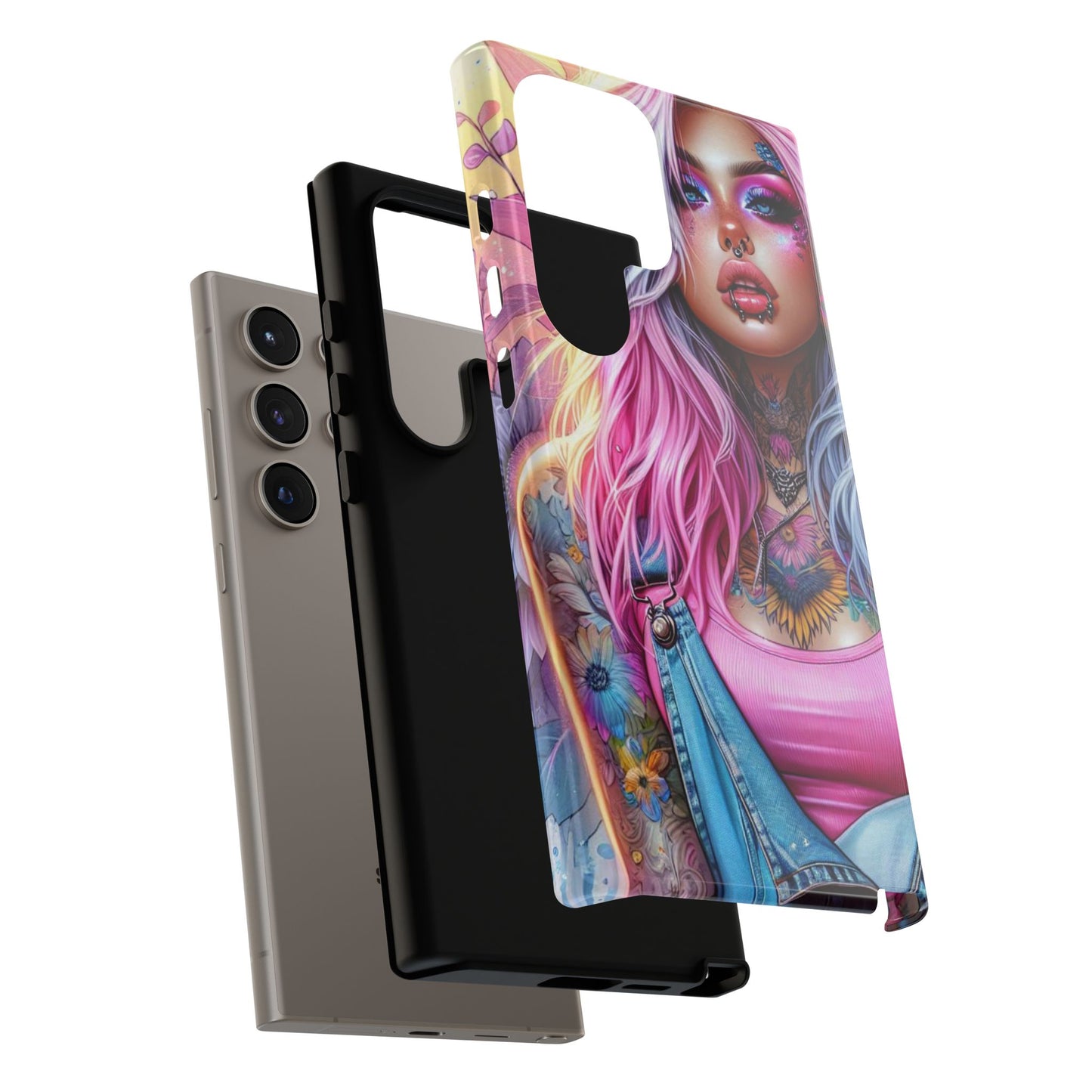 Sunset Glow – Pastel Punk & Floral Ink Mobile Cover