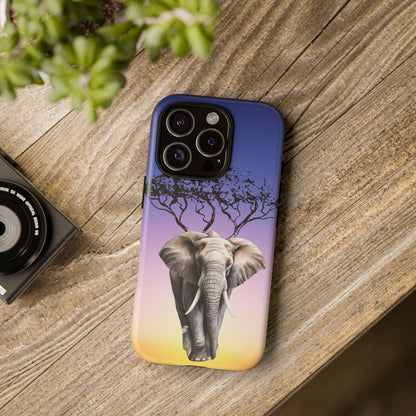 Surreal Elephant Tree Mobile Cover – Dreamy Sunset Fantasy