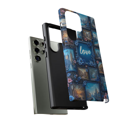 Blue Floral Love Frame Phone Case