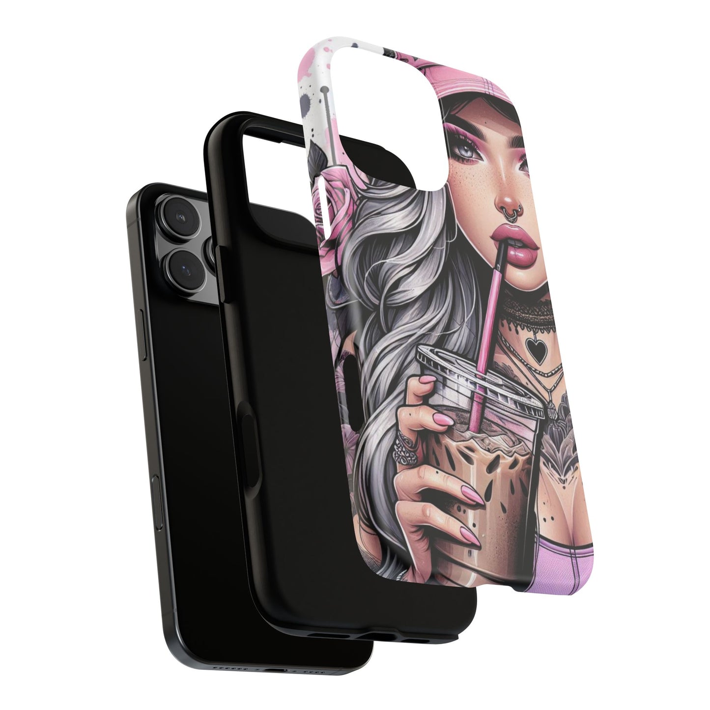 Pink Aesthetic Rebel – Iced Coffee & Inked Beauty Mobile Cover
