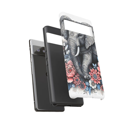 Mandala Elephant Mobile Cover – Elegant Black & White Floral Art