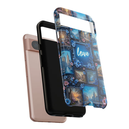 Blue Floral Love Frame Phone Case