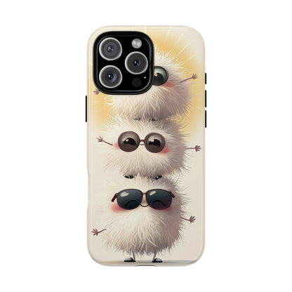 Stacked Fluff Squad Phone Case – Kawaii Anime Creatures with Sunglasses, iPhone, Samsung & Google Pixel Case