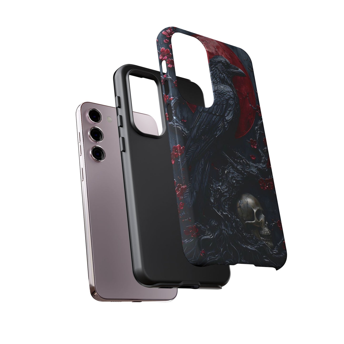Gothic Sculpture Of Raven On Charcoal Tree Branch phone case design
