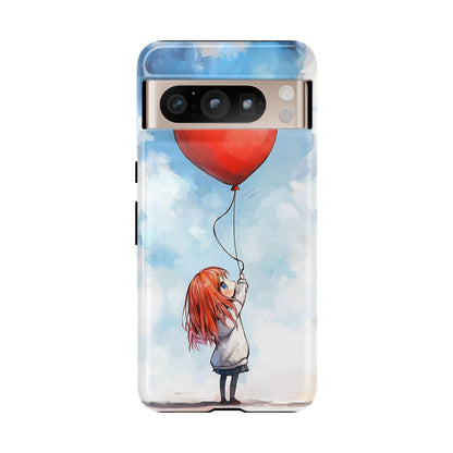 Anime Girl with Heart Balloon Phone Case – Cute & Inspirational Design for iPhone, Google Pixel & Samsung