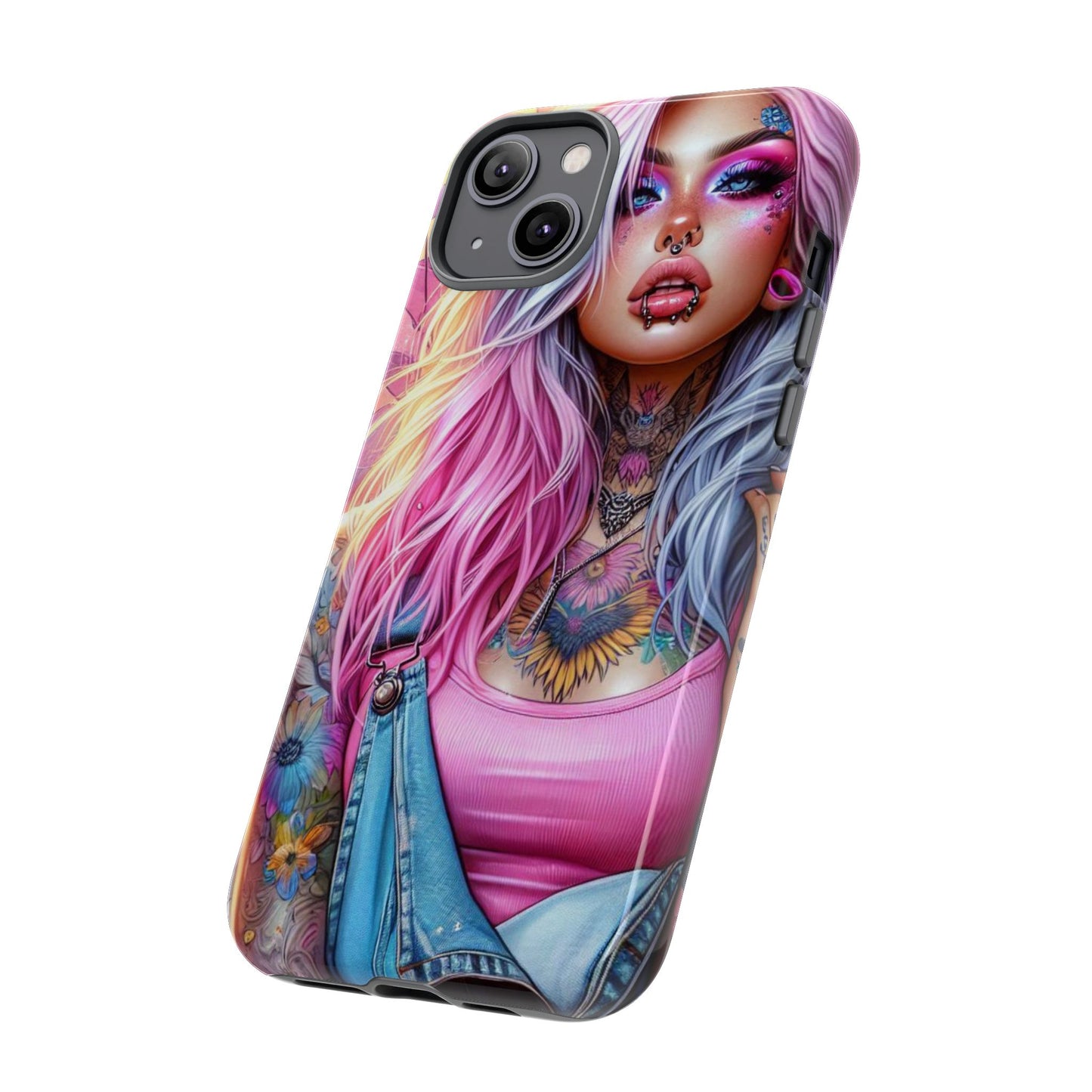 Sunset Glow – Pastel Punk & Floral Ink Mobile Cover
