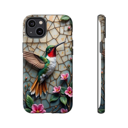 Vivid Hummingbird with Blossoming Branches | Artistic Mosaic Style