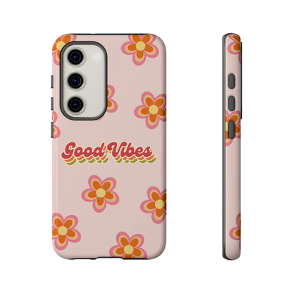 Retro Floral "Good Vibes" Phone Case – Vintage Aesthetic for iPhone, Samsung & Google Pixel