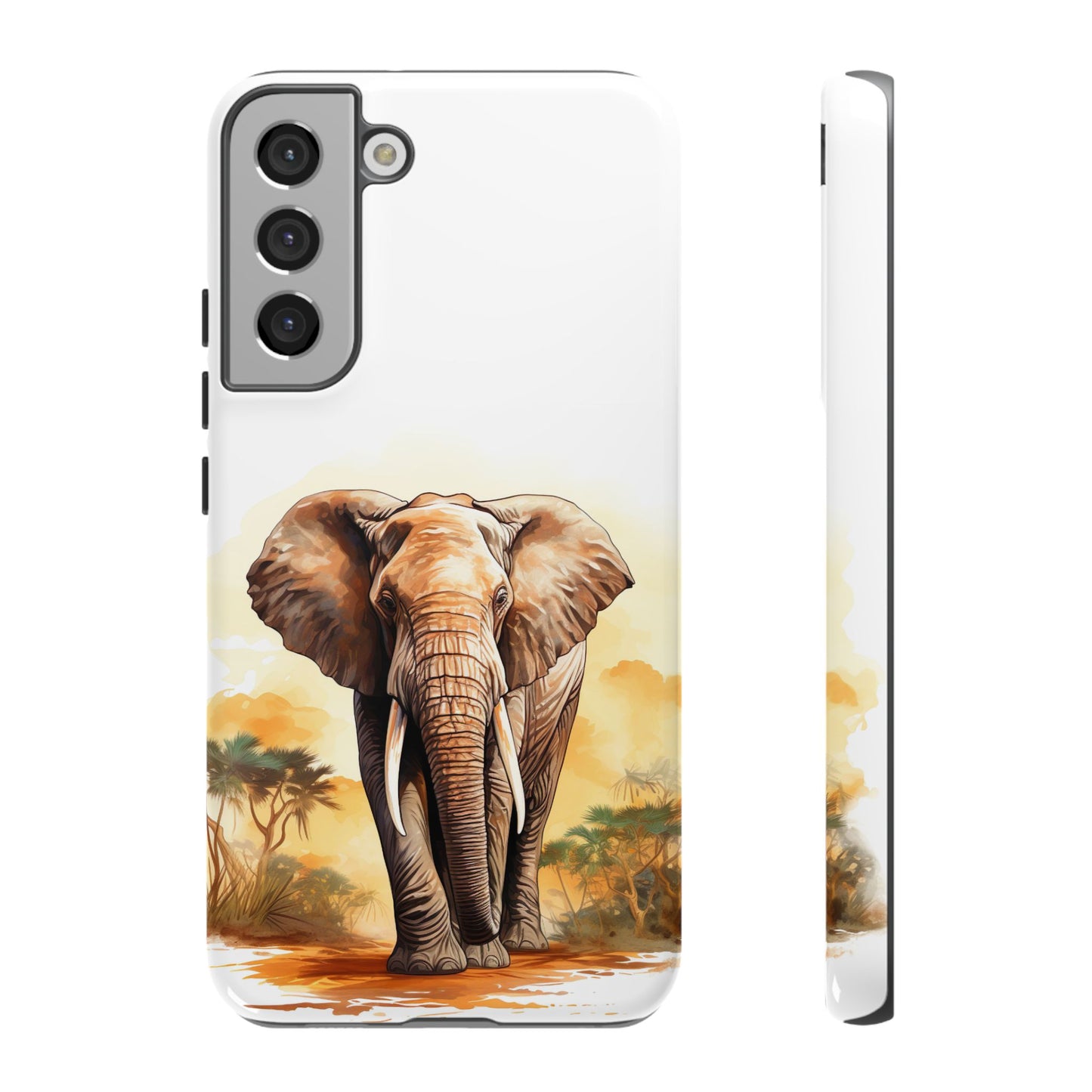 Safari Elephant Watercolor Mobile Cover – Majestic Wildlife Art