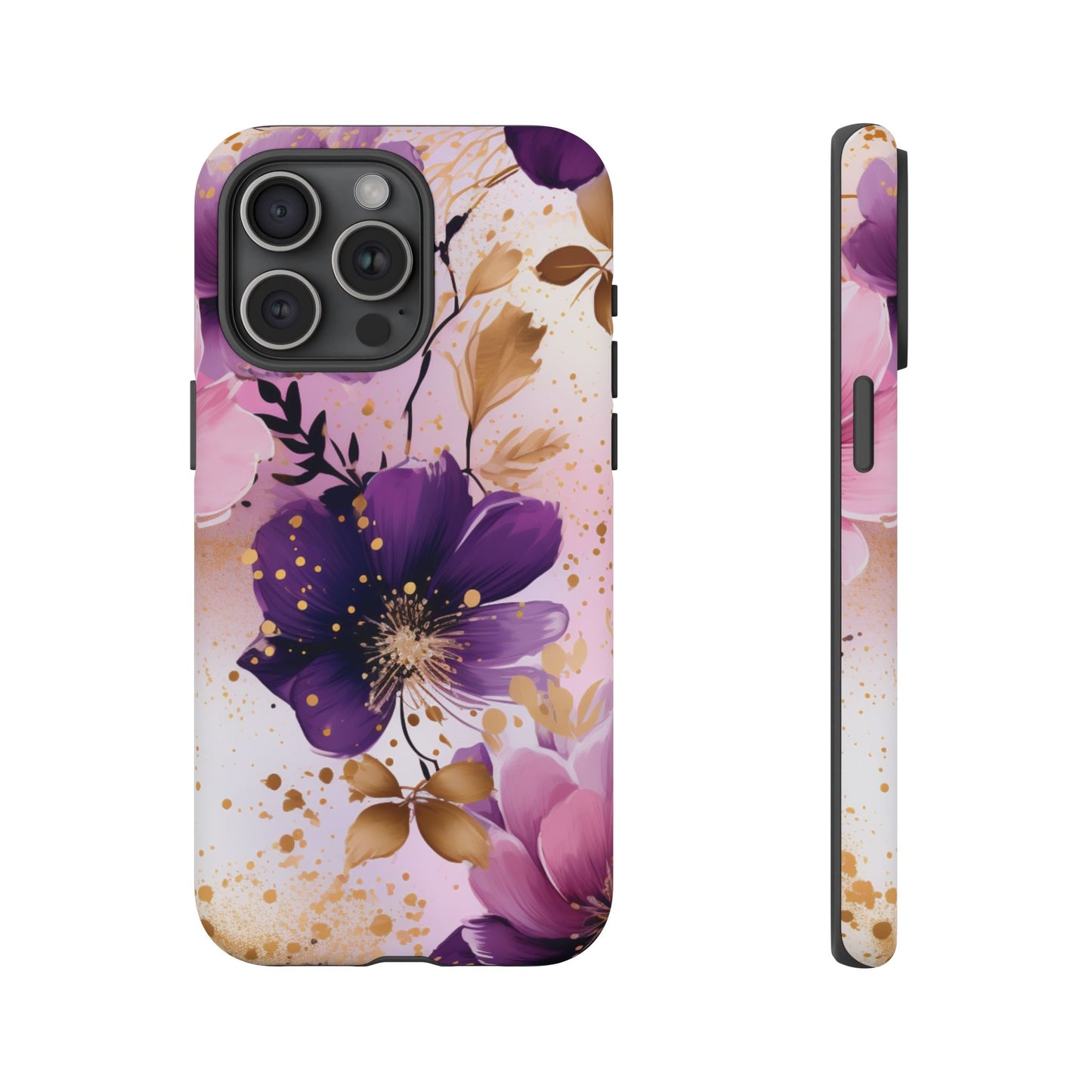 Luxury Purple & Gold Floral Aesthetic Mobile Case