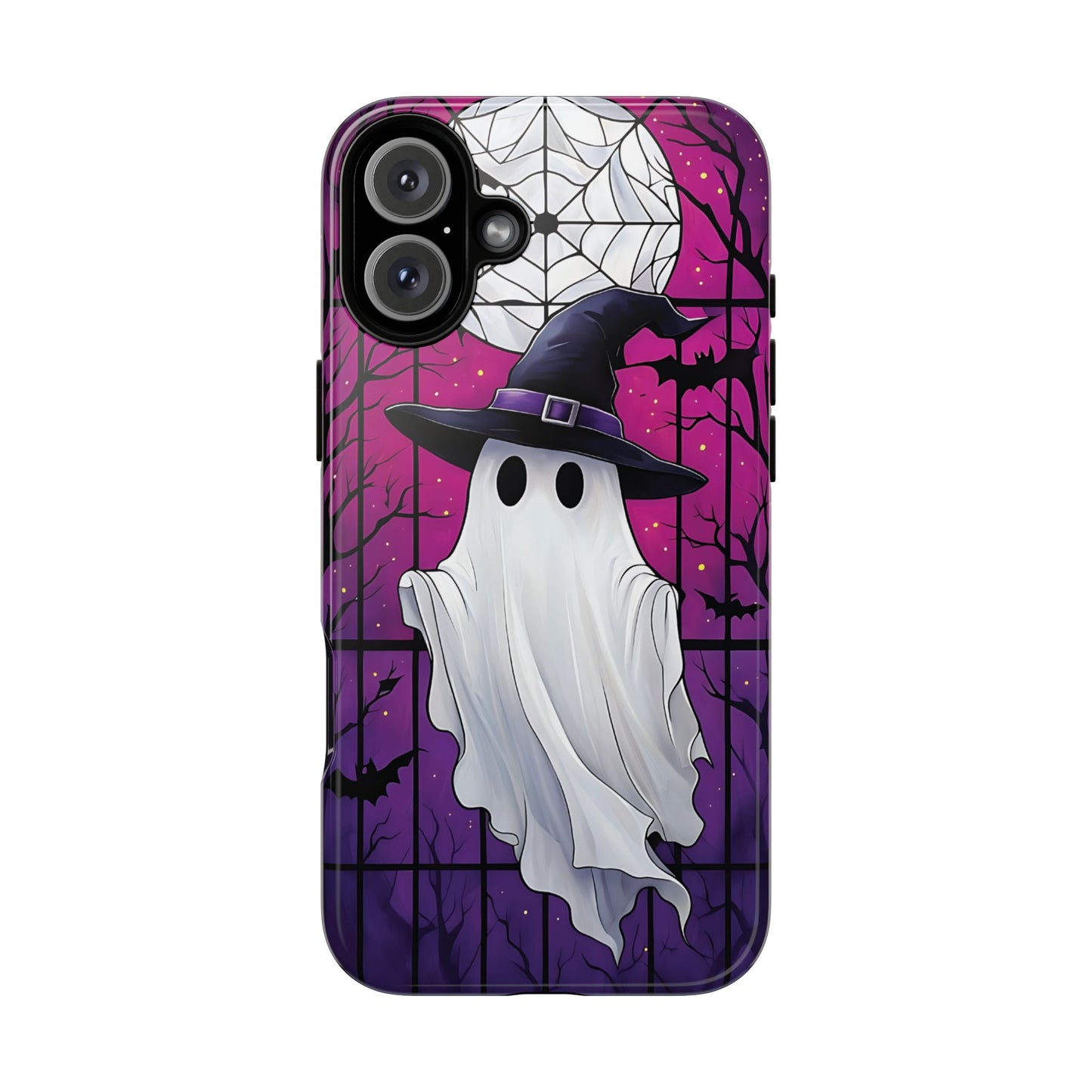 Stylized Halloween Illustration of a Ghost in Stained Glass  phone case design.