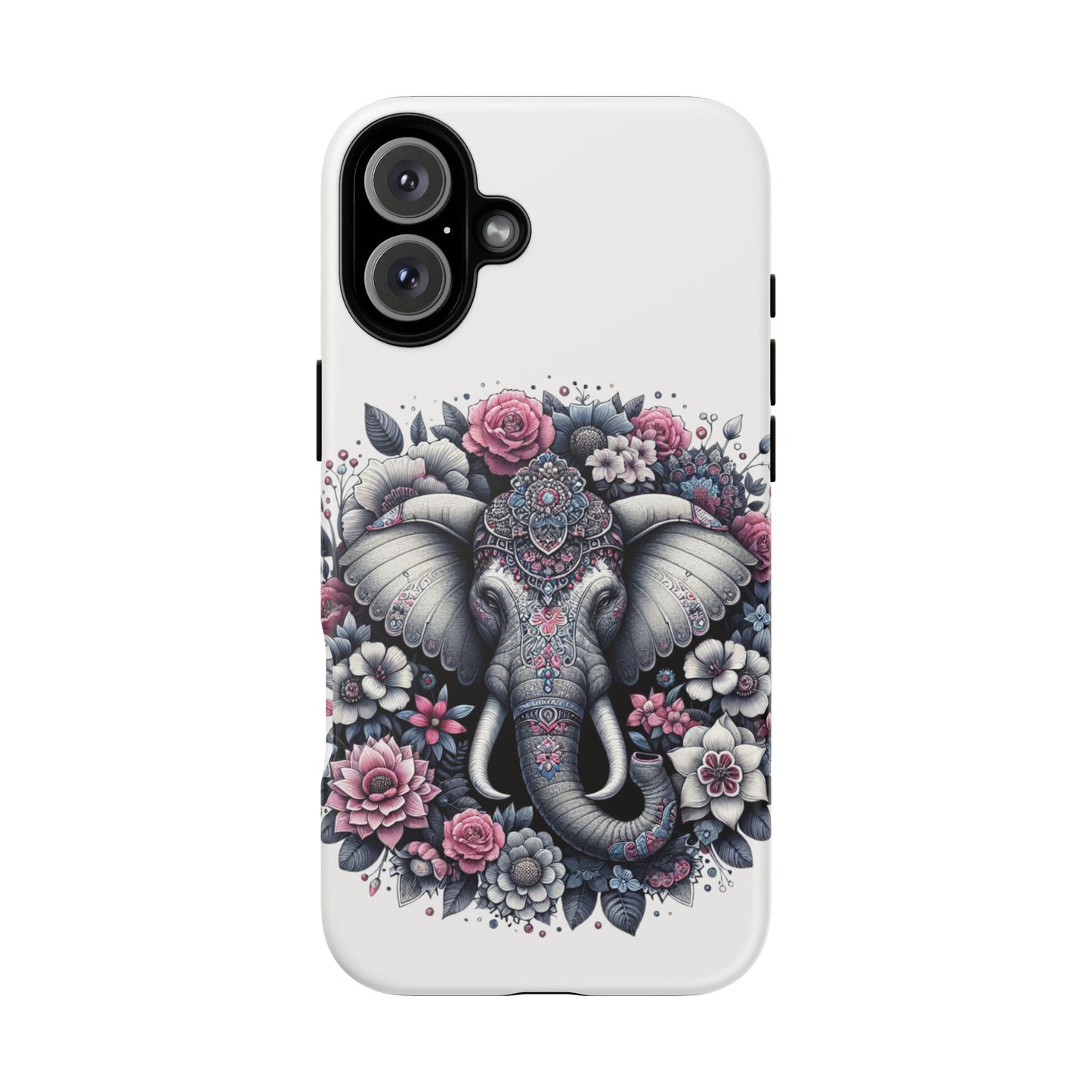 Ornate Floral Elephant Mobile Cover – Elegant Bohemian Art