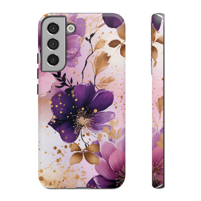 Luxury Purple & Gold Floral Aesthetic Mobile Case