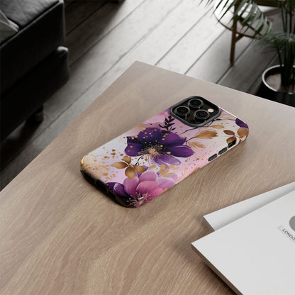 Luxury Purple & Gold Floral Aesthetic Mobile Case