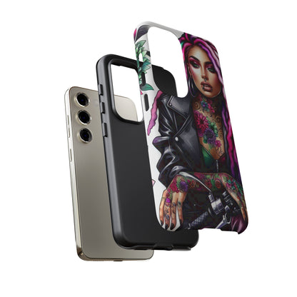 Neon Rebel – Vibrant Biker Queen Mobile Cover