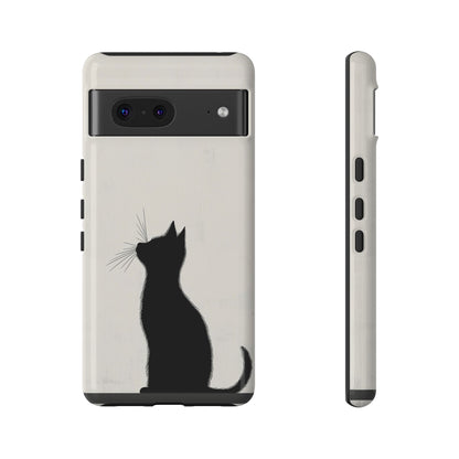 Silent Gaze: Minimalist Black Cat  Phone Case for iPhone, Samsung & Pixel