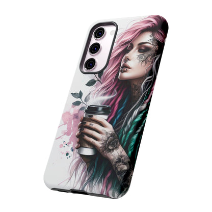 Boho Rebel – Vibrant Dreadlocks & Tattooed Coffee Lover Mobile Cover
