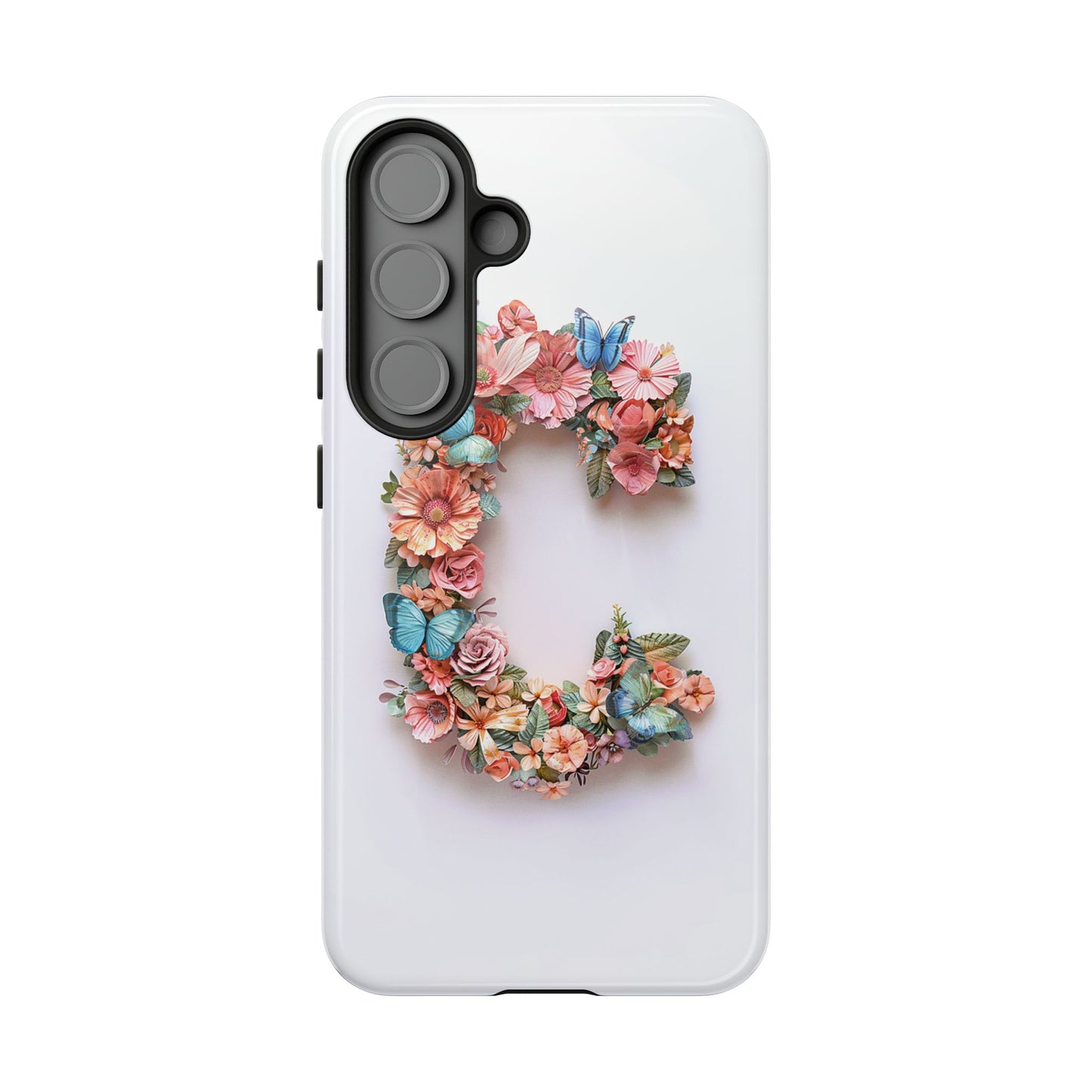 Floral Letter C Phone Case – Personalized Aesthetic Cover for iPhone, Samsung & Google Pixel