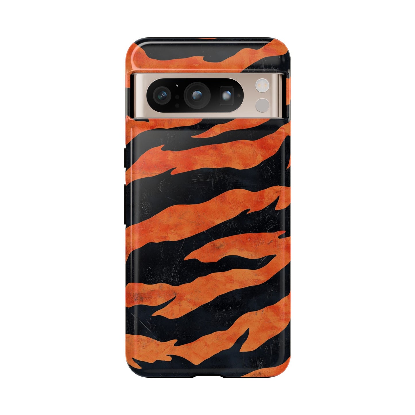 Burnt Orange & Black Tiger Stripes Phone Case for iPhone, Samsung & Google Pixel