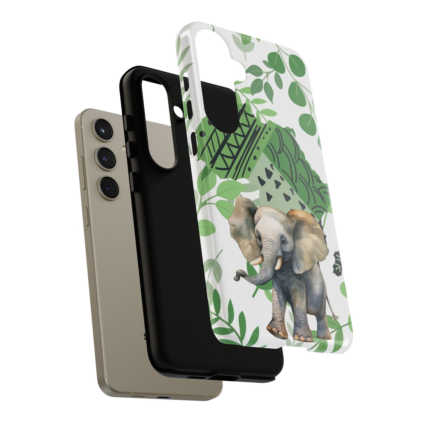 Playful Baby Elephant Mobile Cover – Tropical Boho Art