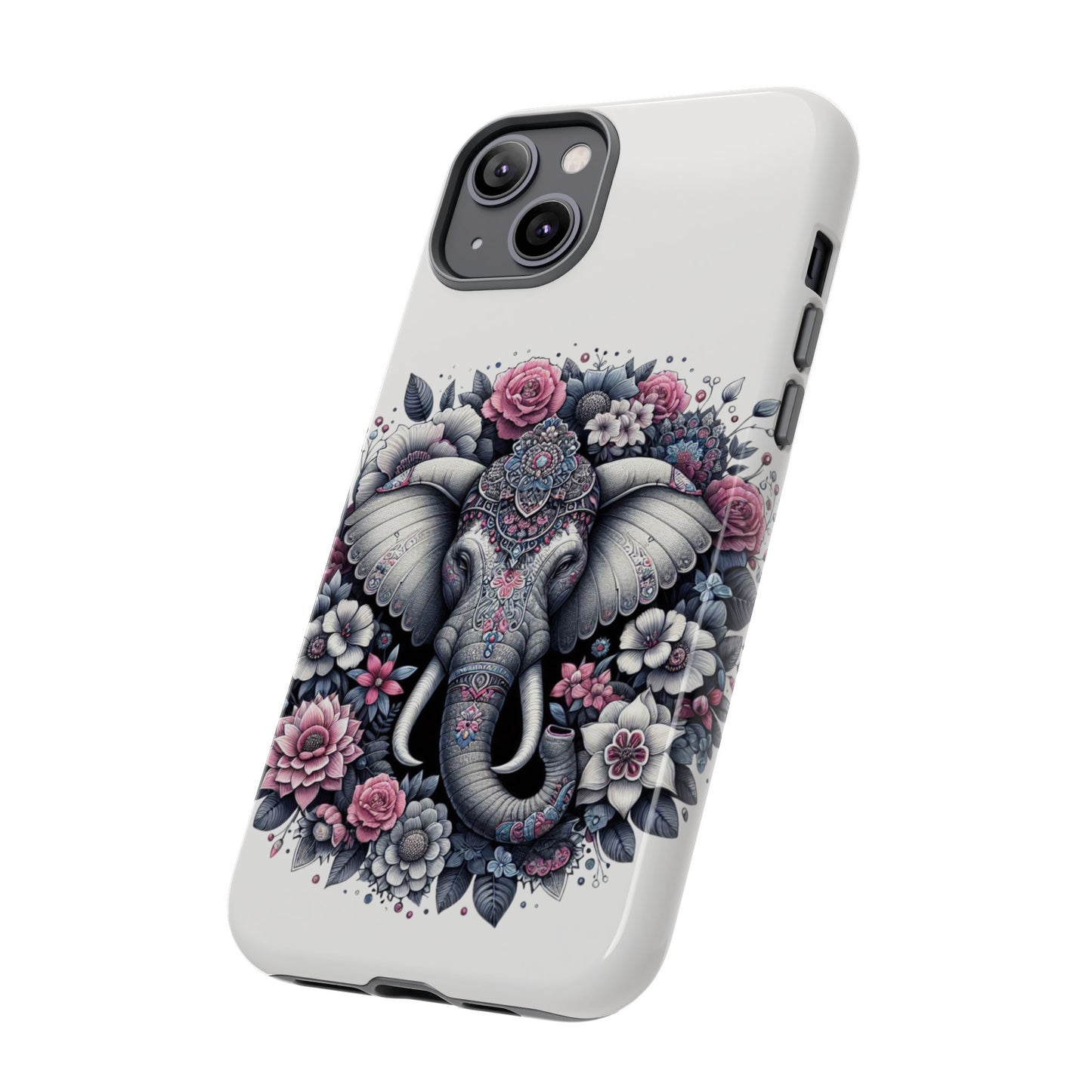 Ornate Floral Elephant Mobile Cover – Elegant Bohemian Art