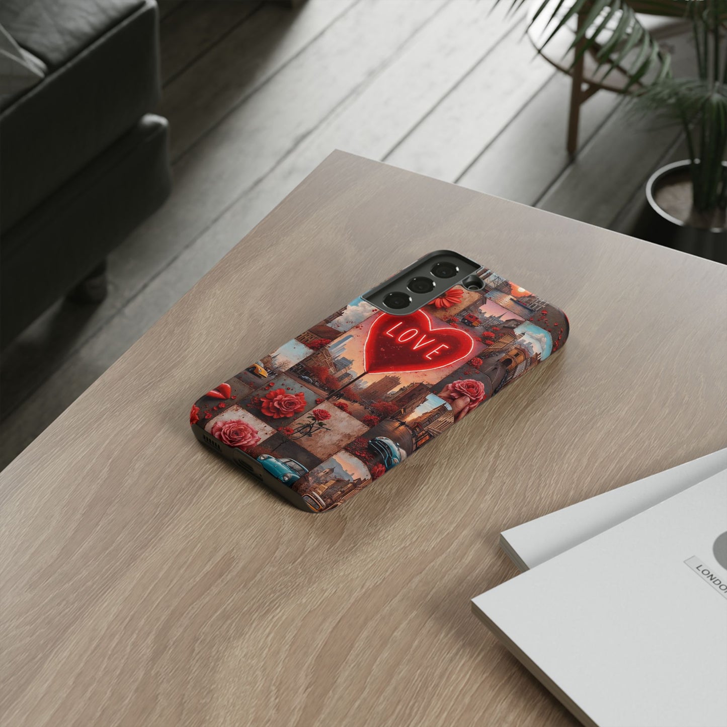 Neon Love Heart & Rose Phone Case